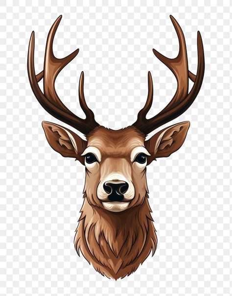 Deer Head Illustration, Deer Face Drawing, Elk Illustration, Animal Representation, Deer Face, Moose Painting, Deer Clipart, Deer Png, Animal Body Parts