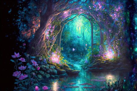 Awakening Art, Magic Forest, Fantasy Forest, Illustrator Artist, Kawaii Halloween, Visionary Art, Magical Forest, Inspirational Wall Art, Enchanted Forest