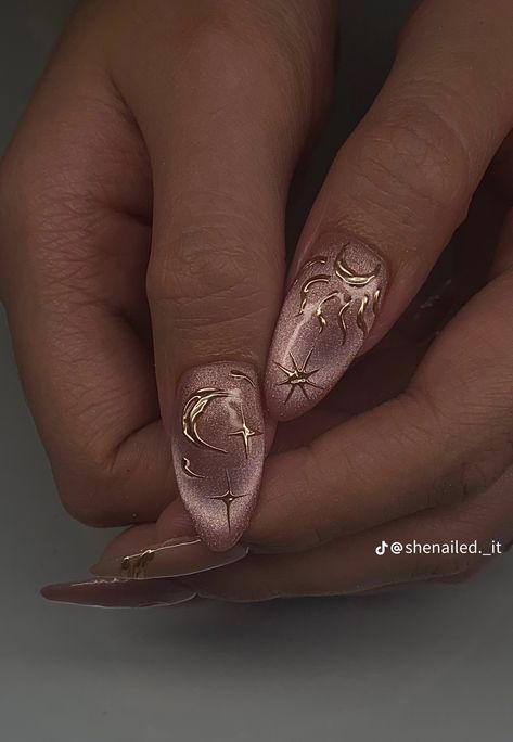 Russian Nails Design, Russian Nails, Engagement Nails, Hello Nails, Hippie Nails, Her Nails, Simple Acrylic Nails, Cute Gel Nails, Cat Eye Nails