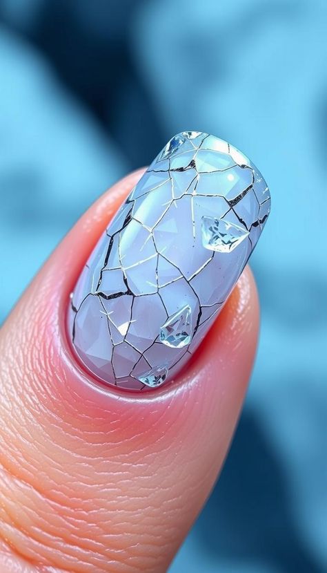 Textured 3D patterns mimic the look of shattered ice ❄️ #CrackedIceNails #3DGelNails Cracked Ice Nails, Ice Nails Designs, Ice Nails, Ice Nail, 3d Pattern, Nail Arts, Nails Designs, How To Do Nails, Nail Design