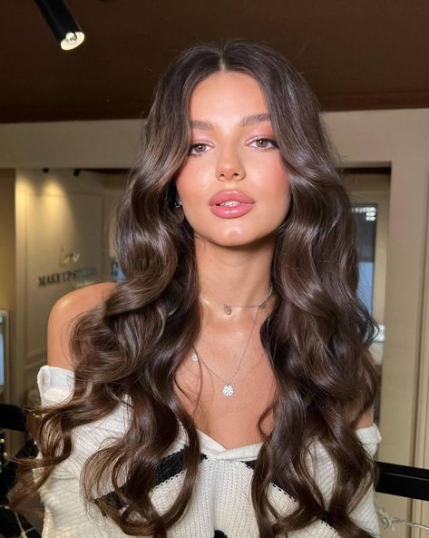 Evening Hair Down Hairstyles, Long Curls Hairstyles, Bombshell Curls, Rambut Brunette, Dark Brunette Hair, Guest Hair, Curls For Long Hair, Long Hair Wedding Styles, Blonde Hair Looks