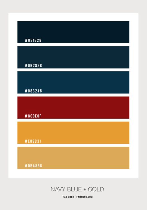 Navy Blue and gold color scheme – Color Palette #69 1 - Fab Mood | Wedding Colours, Wedding Themes, Wedding colour palettes Red Color Pairings, Navy Blue Red And Gold Bedroom, Red Gold Color Scheme, Colors That Complement Navy Blue, Color Palette Navy Gold, Colour Palette Navy Blue, Colour Palette With Blue, Navy Red Color Palette, Basketball Color Palette