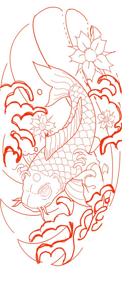 Koi Fish Tattoo Stencil Outline, Tattoo Outline Drawing, Koi Fish Tattoo, Drawing Stencils, Fish Tattoo, Tattoo Stencil Outline, 1 Tattoo, Tattoo Outline, Outline Drawings