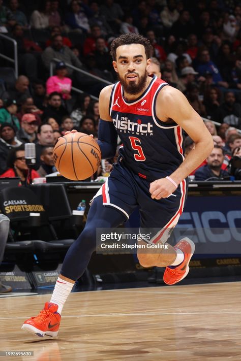 Tyus Jones of the Washington Wizards dribbles the ball during the... News Photo - Getty Images Tyus Jones, Nba 2023, Nba Pictures, Capital One, Washington Wizards, February 10, Philadelphia 76ers, 2023 2024, Washington Dc