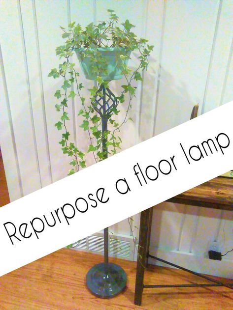 Old Floor Lamp, Lamp Plant, Tall Plant Stand, Tall Plant, Tall Plant Stands, Diy Plant Stand, Plant Stand Indoor, Plants Indoor, Repurposed Items