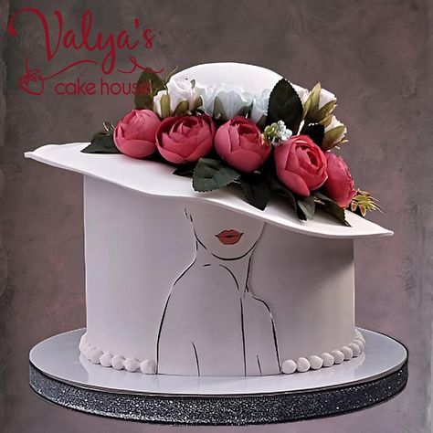 Cake For Elderly Lady, Hat Cakes For Women, Hat Cake Ideas, Hat Cake Design, 50th Birthday Cake For Women, Birthday Cake For Women Simple, Lady Cake, Congratulations Images, Cake Stall