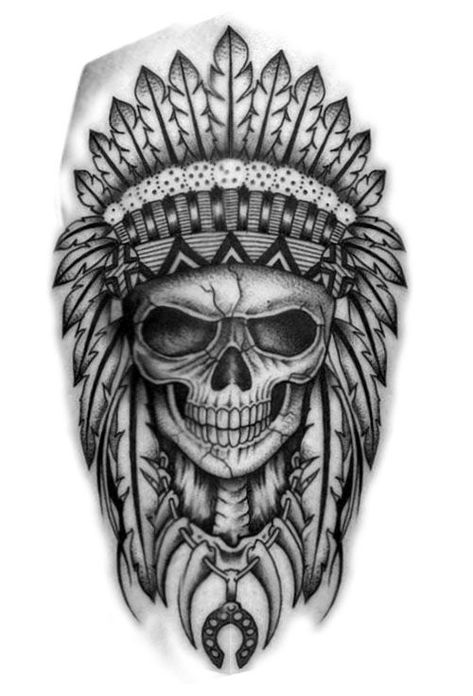 Native Skull Tattoo Design, Reggae Tattoo Ideas Art, Skull And Headdress Tattoo, Skull Indian Tattoo, Skull With Headdress Tattoo, Skull Indian Headdress Tattoo, Indian Skull Tattoo Design, Skull Headdress Tattoo, Indian Skull Tattoos