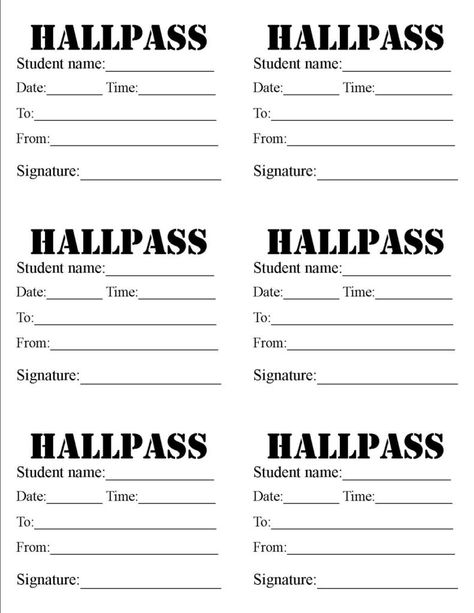 Hall Pass Ideas High School, Hall Pass Template, Classroom Passes, Bathroom Pass, School Hall, Cow Wallpaper, School Forms, Classroom Idea, Teaching Essentials