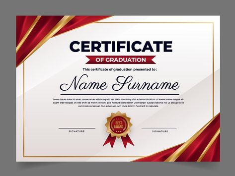 Graduation Certificate Design, Certificate Designs, Free Printable Certificate Templates, Red Template, Education Graduation, Graduation Certificate Template, Free Printable Certificates, Graduation Certificate, Education Logo Design