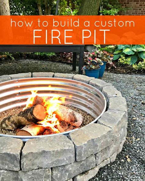 How to Build a Backyard Fire Pit - Average But Inspired Fire Pit Plans, How To Build A Fire Pit, Backyard Fire Pit, Custom Backyard, Brick Fire Pit, Custom Fire Pit, Fire Pit Ring, Fire Pit Landscaping, Fire Pit Kit