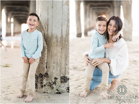 Pier Family Photoshoot, Pier Family Photos, Manhattan Beach Pier Family Photoshoot, Family Photo Shoot Beach Baby, Family Photos On Dock, Yan Palmer Photography Families, Manhattan Beach Pier, Family Portrait Photography, Beach Family Photos