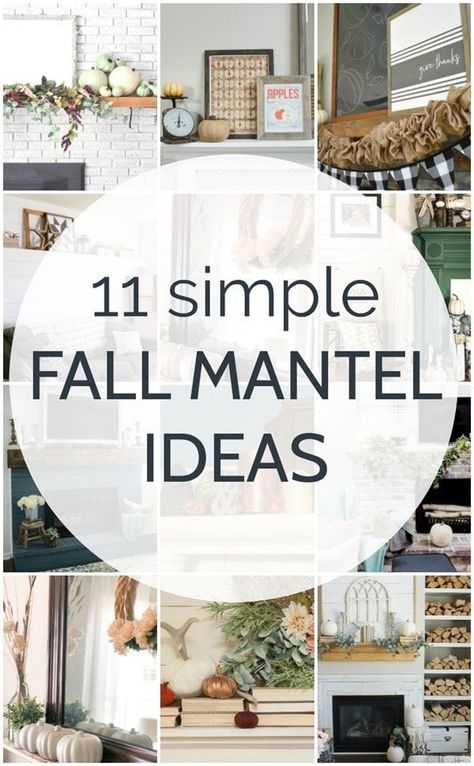 11 simple fall mantel ideas that you can recreate using mostly things you already own. Fall Decor Mantle Simple, Simple Fall Decor For Mantel, Simple Fall Fireplace Decor With Tv, Fall Fireplace Decor Mantles Farmhouse, Simple Fall Fireplace Decor, Autumn Mantle Decor, Simple Fall Mantel Decorating Ideas, Fall Mantel Decorating Ideas Fire Places, Simple Fall Mantel Decor