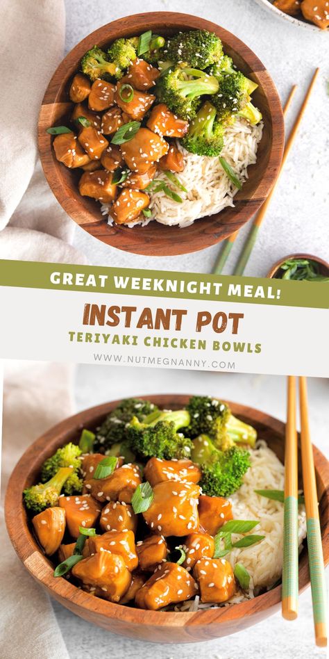 This Instant Pot chicken teriyaki bowl is a super easy dinner with a delicious mix of teriyaki chicken and broccoli served over rice! Family Dinner Ideas Chicken, Teriyaki Chicken And Broccoli, Instant Pot Chicken Teriyaki, Instant Pot Teriyaki Chicken, Teriyaki Chicken Breast, Teriyaki Chicken Rice Bowl, Pressure Cooker Recipes Chicken, Teriyaki Chicken And Rice, Teriyaki Bowl