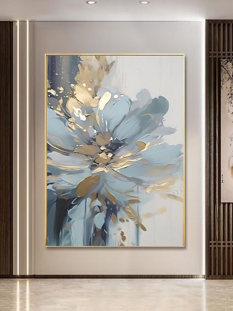 ❤ This is abstract blue flower painting digital wall art, you can print it at any size for your wall decor with less price. ❤ Feature: it will look great on your wall decor, you can print at any size. ❤Please note: There is no physical item will be shipped to you and also there is no frame. There is only instant file.  ❤What you will get: 1 High-Resolution file. Your file can be downloaded after payment is confirmed. Wall Art Bathroom Ideas, Diy Abstract Wall Art, Painting Abstract Flowers, Abstract Wall Art Living Room, Flower Art Prints, Blue Modern Art, Blue Flower Art, Flowers Luxury, Wall Art Flowers