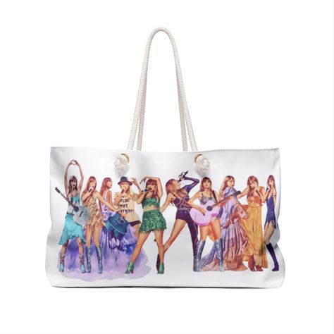 Taylor Swift Weekender Bag, Eras, Beach Bag by Hollyscolorfulworld on Etsy Taylor Swift Concert Gift Bags, Eras Tour Gift Bags, Taylor Swift Tote Bag Painting, Eras Tour Clear Bag, Taylor Swift Duffle Bag, Pink Singer, Taylor Swift Birthday, Girls Tote, Taylor Swift Cute