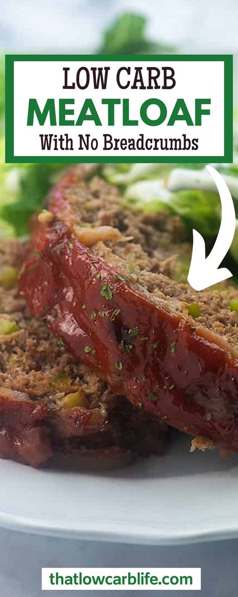 Low Carb Meatloaf that the whole family will devour! Meatloaf made with no breadcrumbs and wrapped in bacon, topped with the simplest little sauce, and baked to juicy meatloaf perfection. This is sure to be a family favorite. Total comfort food and it's low carb! That saucy topping is the perfect combo of sweet and tangy. Juicy Meatloaf, Low Carb Meatloaf, Sugar Free Ketchup, Wrapped In Bacon, Best Meatloaf, Meatloaf Recipe, Low Carb Dinner Recipes, Low Carb Gluten Free, Low Carb Meals Easy