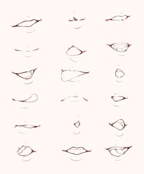 Mouth Inspo Drawing, Mouth Styles Drawing, How To Draw Mouth Expressions, Smirk Mouth Drawing, Mouth Art Styles, How To Draw An Open Mouth, Mouth Sketch Reference, Drawing Mouths Step By Step, How To Draw Tongue Sticking Out