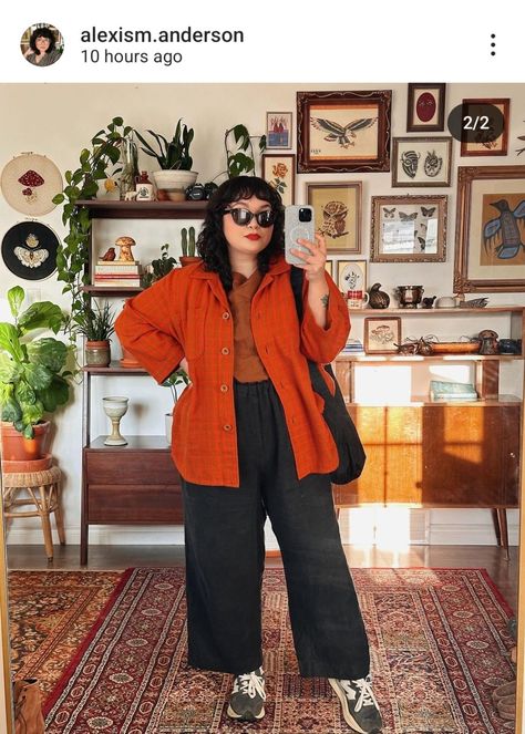 Autumn Ootd Plus Size, Retro Midsize Outfits, Brick Orange Outfit, Stylish Modest Outfits Plus Size, Cottage Core Fashion Modern, Petite Mid Size Fashion, Fall Outfits Curvy Women 2024, Winter Dopamine Dressing, Converse Plus Size Outfit