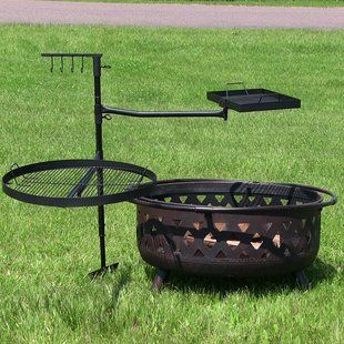 Freeport Park Omaha Cooking Fire Pit Camping Cookware | Wayfair Cooking Fire Pit, Fire Pit Cooking Grill, Fire Pit Grill Grate, Fire Pit Spark Screen, Fire Pit Grate, Pit Cooking, Fire Pit Essentials, Pit Bbq, Fire Pit Cooking