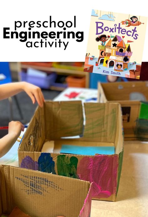 This engineering activity for preschool is a perfect mix of design and creativity. Pair it with the awesome book Boxitechs and you are set! House Activities For Preschool, Preschool Technology, Creative Curriculum Preschool, Preschool Construction, Activity For Preschool, Engineering Activities, Construction Activities, Lego Activities, Activities For Preschool