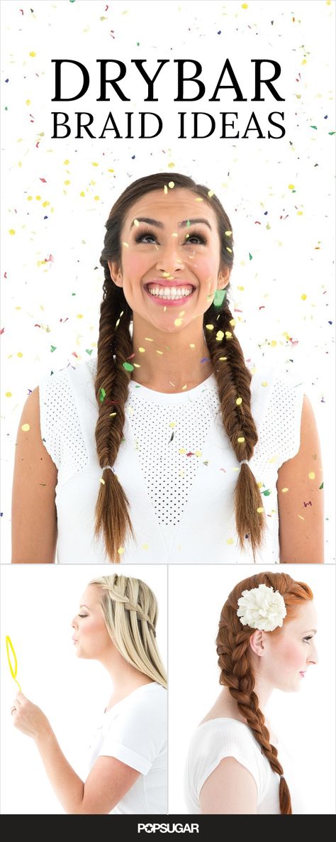 As if you needed another reason to love Drybar — they now have braids! Visit the salon to try their fishtail, waterfall, and more plaits, or re-create the looks at home! Dry Bar Braid Hairstyles, Drybar Hairstyles Braid, Drybar Braid Hairstyles, Braid Bar Event, Blowout With Braid, Drybar Braid, Drybar Ideas, Drybar Hairstyles, Dry Bar Blowout