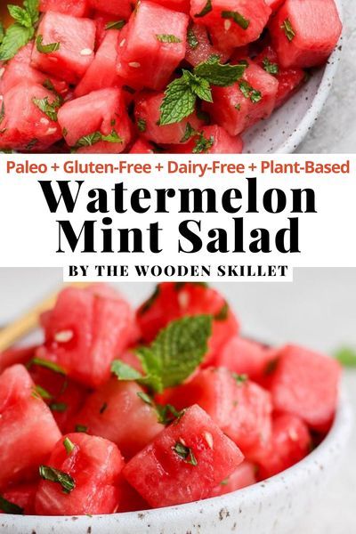 Dinners On The Grill, Light Summer Salad, Mint Salad Recipes, Watermelon Mint Salad, Wooden Skillet, Salad With Mint, Watermelon Feta Salad, Mint Salad, Watermelon And Feta