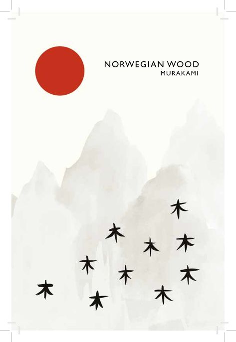 Norwegian Wood Book Cover, Norwegian Wood Tattoo, Japanese Book Cover Design, Norwegian Wood Book Aesthetic, Norwegian Wood Book, Wood Book Cover, Haruki Murakami Books, Wood Tattoo, Student Design