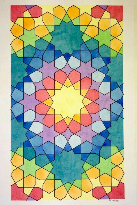 Ghada Adlı Kullanıcının Colors And Shapes Panosundaki Pin Simple Islamic Art, Sufi Painting, Islamic Designs, Arabic Design, Symmetry Pattern, Oil Pastels, Design Patterns, Islamic Art, Geometry