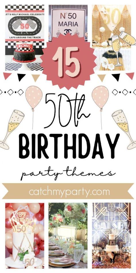 If you or a close family member is celebrating a milestone birthday, such as a 50th, look no further for the best 50th birthday party themes. I hope our round-up of the best 50th birthday party ideas is just what you need to throw a 50th birthday to remember! See more party ideas and share yours at CatchMyParty.com Mothers 50th Birthday Ideas, 50th Birthday Theme For Women Turning 50, 50th Birthday Theme Ideas, 50th Birthday Ideas For Women Turning 50 Decoration, 50th Birthday Fiesta Theme, Ladies 50th Birthday Party Ideas, 5oth Birthday Party Ideas For Women, Women’s 50th Birthday Party Ideas, 50th Birthday Ideas For Women Decorations Decor Parties