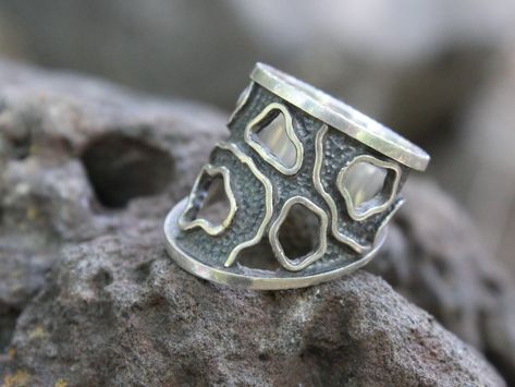 Wide Band Sterling Silver Unique Handmade Boho Ring Grunge, Statement Men Woman Statement Chunky Punk Gothic Unisex Ring, Armenian Jewelry https://etsy.me/3Zs6ryO #silver #fantasyscifi #no #unisexadults #flair #bandsilverring #sterlingwidering #silverbohoring #grunge Silversmith Rings, Armenian Jewelry, Unique Ring Designs, Full Finger Rings, Knuckle Rings, Wide Rings, Unisex Ring, Boho Ring, Thumb Rings