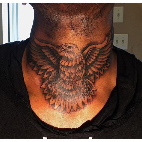 Eagle Throat Tattoo, Traditional Tattoo Neck, Eagle Neck Tattoo, Back Of Neck Tattoo Men, Wing Neck Tattoo, Eagle Wing Tattoos, Collar Tattoo, Front Neck Tattoo, Beer Wallpaper