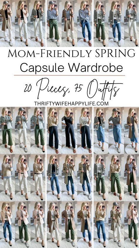 How to Build an Elevated Mom Spring Capsule Wardrobe - Thrifty Wife Happy Life Mom Outfits Spring, Smart Casual Women Outfits, Capsule Wardrobe Casual, Capsule Wardrobe Women, Spring Summer Capsule Wardrobe, Mom Wardrobe, Capsule Wardrobe Essentials, Casual Outfits For Moms, Capsule Wardrobe Outfits