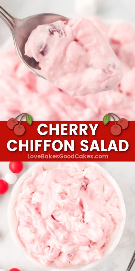 Cherry Chiffon Dessert, Creamy Salads, Cherry Salad Recipes, Quick Sides, Noom Meals, Cherry Fluff, Cherry Salad, Fluff Salads, Fluff Salad Recipes