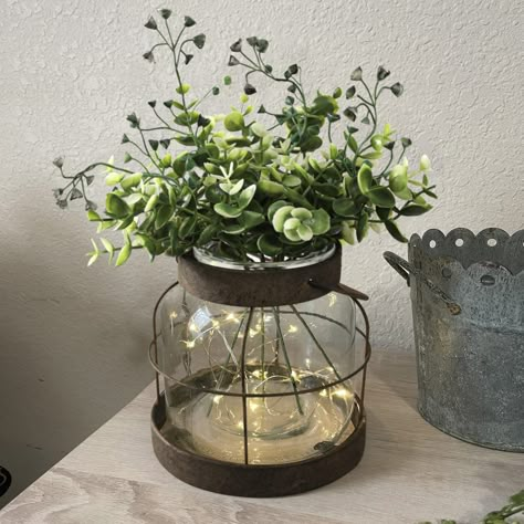 PRICES MAY VARY. 【Adorable Farmhouse Decor】This is a vintage styled glass vase with 4 Pcs greenery, also a beautiful accent jar lantern with removable florals, so this piece can be used throughout the year. Perfect for home decor and floral arrangements 【Versatile Function】Rustic vase with lush greenery works with your unique decorating style! Fits in perfectly with most any home decor style, Farmhouse, Rustic, Lakeside, Industrial or Boho chic in your Bedroom, living room, kitchen or dining roo Rustic Lantern Decor, Decor With Plants, Glass Farmhouse, Country Western Decor, Home Decor Floral Arrangements, Farmhouse Lantern, Farmhouse Vase, Lantern Decor, Rustic Lanterns