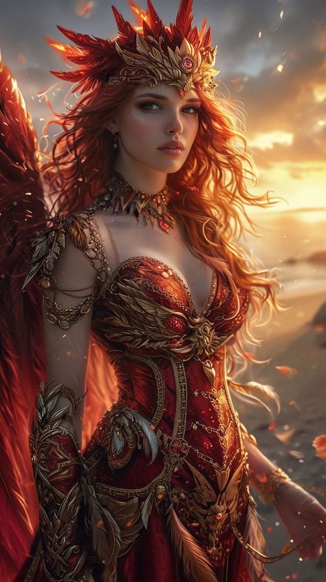 Dragons Pictures, Magic User, Girl Pirates, Fire Fairy, Vampire Pictures, Elf Characters, Alien Character, Red Hair Woman, Phoenix Art