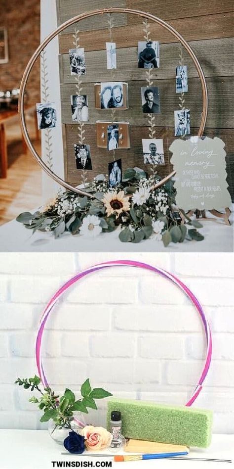 Centerpieces Wedding Simple Easy Diy, Senior Picture Table Display, Sweet 16 Photo Display Ideas, Best Friend Graduation Party Ideas, Displaying Pictures At A Party, Bridal Shower Pictures Ideas, Senior Picture Wall Display Home Decor, Cheap Easy Wedding Ideas, Diy Photo Display Ideas For Party