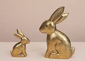 Golden Bunny, Bunny Figurines, Easter Bunny Figurines, Easter Rabbits, Bunny Statue, Easter Theme, Spring Centerpiece, Bunny Figurine, Vintage Rabbit