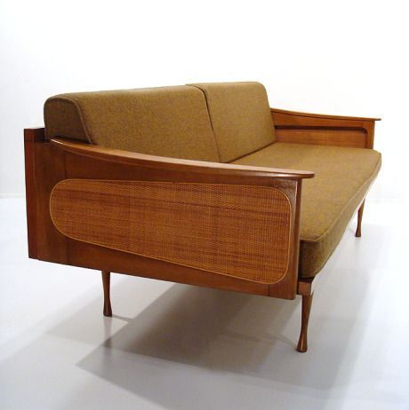 Danish Modern Sofa, Mid Century Modern Couch, Wooden Couch, Modern Couch, Deco Retro, Mid Century Sofa, Plywood Furniture, Mid Century Modern Decor, Vintage Sofa