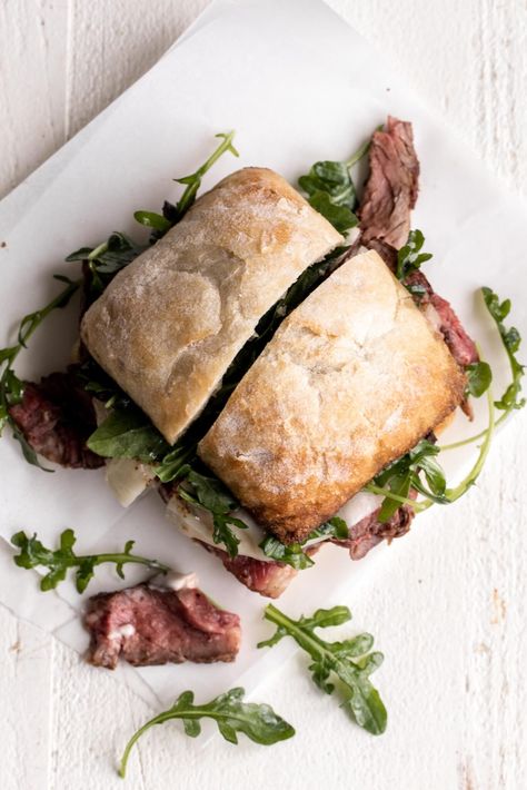 Ribeye Steak Sandwich, Roast Beef And Horseradish, Horseradish Mayo, Ciabatta Rolls, Steak Sandwich Recipes, Sliced Roast Beef, Steak Sandwich, Beef Sandwich, Provolone Cheese