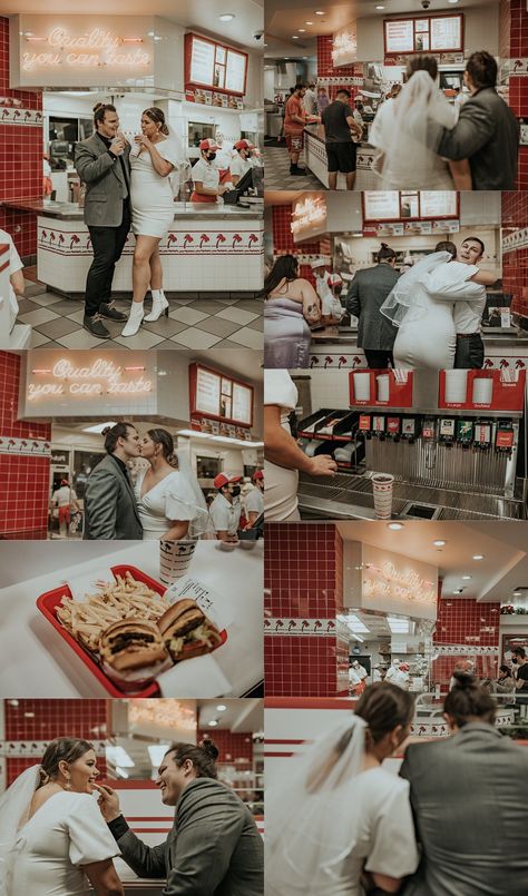 I had so much fun photographing this elopement day. For dinner, we stopped at In-N-Out after they said their vows in the desert. Burgers and fries on a wedding day hit the spot! Engagement Photos In N Out, Wedding In N Out, Fast Food Wedding Photos, In N Out Wedding Photos, In And Out Photoshoot, In N Out Photoshoot, In N Out Wedding, October Elopement, Elopement Dinner