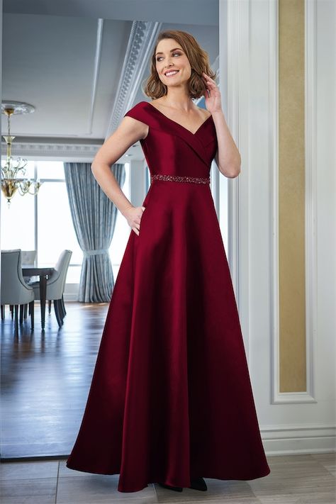 J225060U Off the Shoulder Mikado Dress with Portrait Neckline and Beaded Waistband Wedding Party Outfits Women, Elegant Gowns Classy, Indian Wedding Reception Outfits, Mikado Dress, Portrait Neckline, Chic Evening Dress, Classy Gowns, Wedding Party Outfits, Cute Dresses For Party