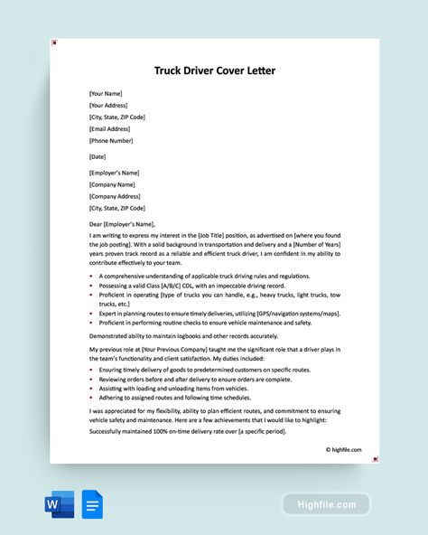 Truck Driver Cover Letter Truck Driver Billing Format For Yahoo, Truck Driver Format For Yahoo, Truck Driver Resume, Driving Rules, Truck Driver Format For Yahoo Pdf, Military Leave Request Form, Driver Covers, Job Title, Job Posting