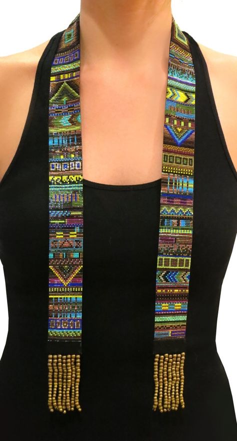 Loom Necklace Pattern, Bead Loom Necklace, Loom Beaded Necklace, Loom Necklace, Macrame Colar, Wrap Armband, Statement Scarf, Scarf Necklace, Beautiful Beadwork