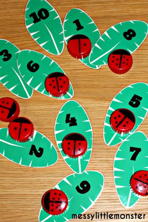 Learn to count with a free printable leaf and ladybird (ladybug) number game. This number hunt activity makes learning to order and match numbers fun for toddlers and preschoolers. What The Ladybird Heard Activities, Counting Activities For Toddlers, Ladybug Activities, Minibeasts Eyfs, Ladybugs Preschool, Maths Fun, Grouchy Ladybug, Easy Math Activities, Fun For Toddlers