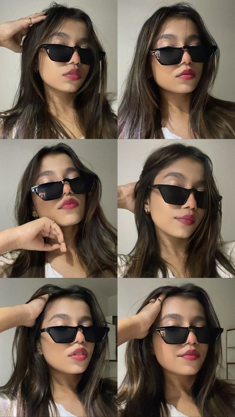 Photo Poses With Glasses, Photo Ideas With Sunglasses, Poses In Sunglasses, Selfie With Glasses Ideas, Selfies With Sunglasses, Glasses Poses Photo Ideas, Sunglasses Selfie Ideas, Glasses Pictures Selfie, Photoshoot With Glasses