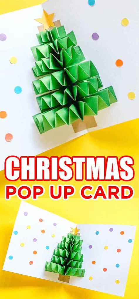 Pop Up Christmas Tree Card Craft Diy Christmas Tree Crafts, Christmas Crafts For Kids Preschool, Crafts For Kids Construction Paper, Halloween Paper Crafts For Kids, Christmas Tree Pop Up Card, Tissue Paper Crafts For Kids, Christmas Paper Crafts For Kids, Paper Christmas Tree Craft, Craft For Kids Christmas