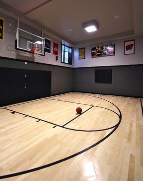 Bedroom Basket, Modern Home Gym, Indoor Sports Court, Home Basketball Court, Basketball Room, Indoor Basketball Court, Home Bar Design, Indoor Basketball, Man Cave Home Bar