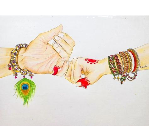 Radhakrishna Painting Easy, Radha Krishna Hand Drawing, Radha Krishna Hands Images, Radha Krishna Hand, Love Couple Wallpaper, Pencil Sketch Images, Shri Ram Photo, Peace Illustration, Ram Photos