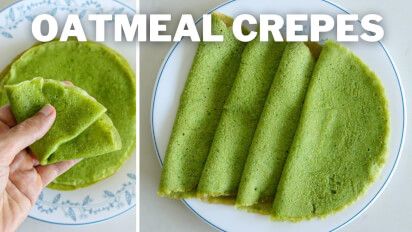 Healthy Oatmeal Spinach Crepes Recipe Spinach Crepes Recipe, Oatmeal Crepes Recipes, Oatmeal Crepes, Spinach Crepes, Banana Oatmeal Muffins Healthy, Granola Bar Recipe Healthy, The Cooking Foodie, Vegan Granola Bars, Homemade Granola Bars Healthy