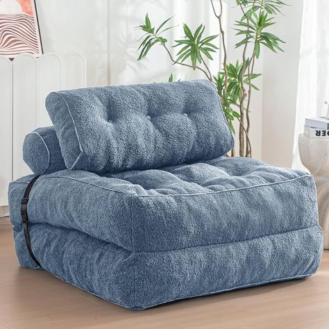 Amazon.com: MAXYOYO Folding Sofa Bed, Convertible Sleeper Chair with Pillow Foldable Mattress with Back Support, Portable Fold Out Sofa Couch Fuzzy Fabric Comfy Floor Sofa Lounge for Living Room, Dusty Blue : Home & Kitchen Fold Out Chair, Sofa Bed Convertible, Sleeper Chair Bed, Mattress Couch, Support Portable, Foldable Mattress, Floor Sofa, Folding Sofa Bed, Folding Sofa